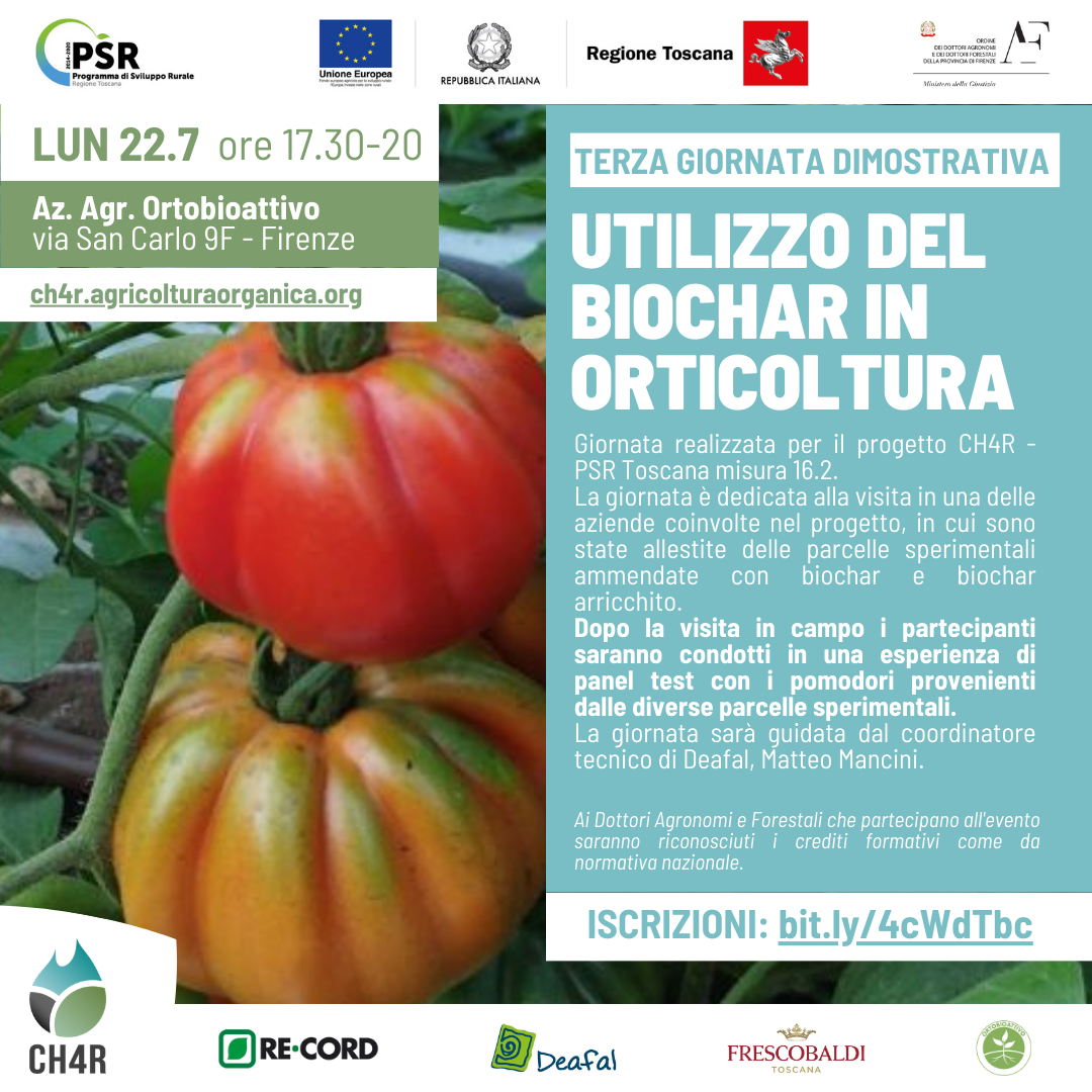 Terza giornata dimostrativa e panel test: Biochar in orticoltura – Progetto CH4R